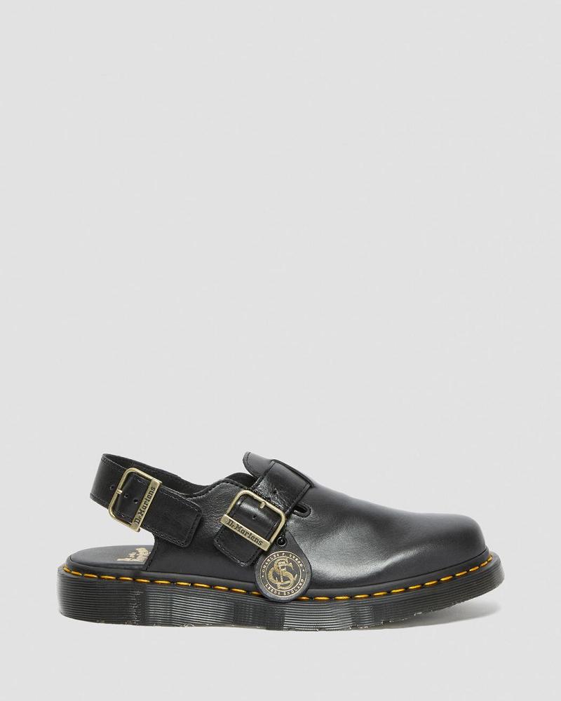 Sandalias Con Tiras Dr Martens Jorge Made in England Cuero Slingbacks Hombre Negros | MX 168QMA